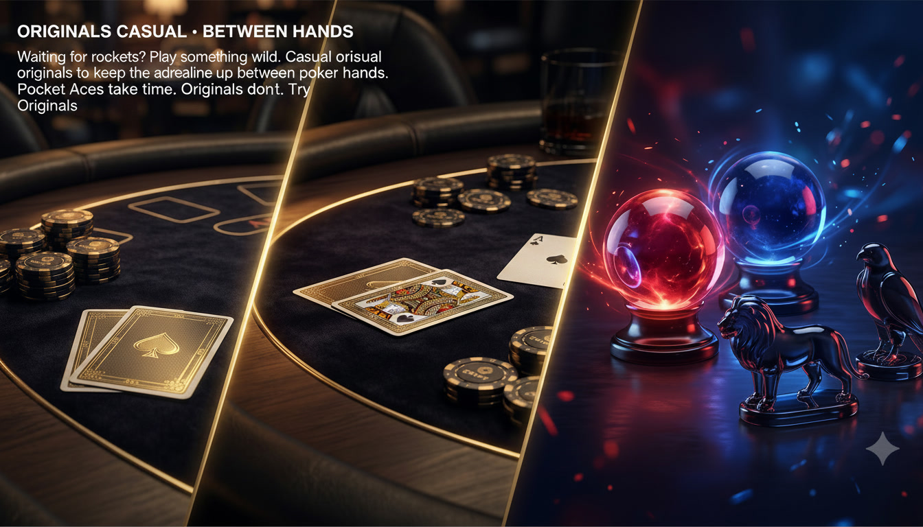 Originals Casual · Between Hands — casual originals to keep the adrenaline up between poker hands. Red vs Blue and Animals.